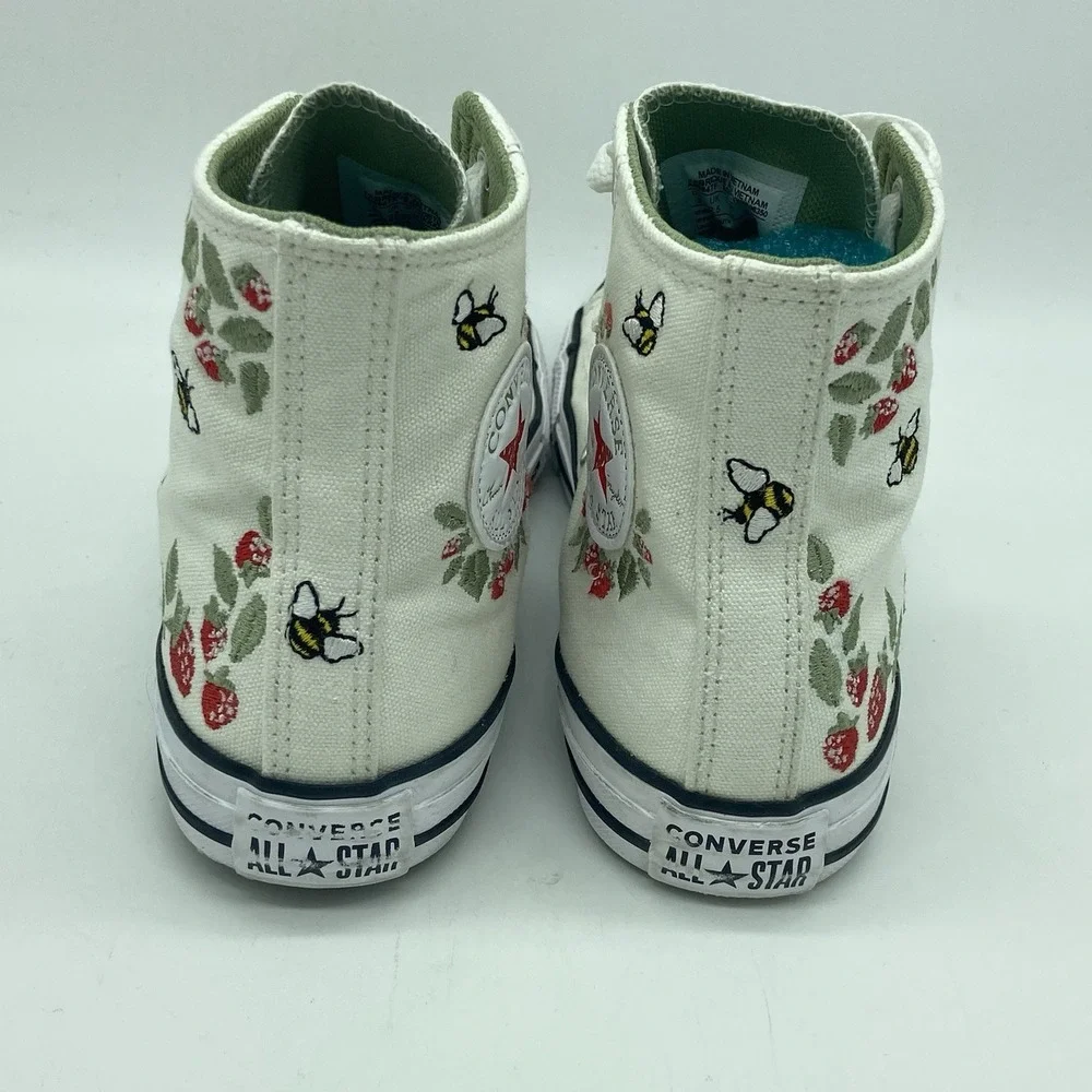 Converse CTAS Girls 3 Hi-Top Floral Embroidered Bee Strawberries Coquette Shoes